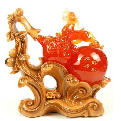 普潤 大號招財辟邪玉貔貅樹脂工藝品 家居辦公擺件 商務送禮品 紅葫蘆