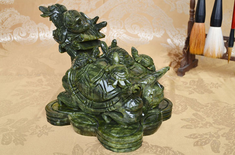 美邁達(dá) 南玉石龍龜擺件石頭工藝品家居辦公室擺件家居裝飾禮物 大號(hào)